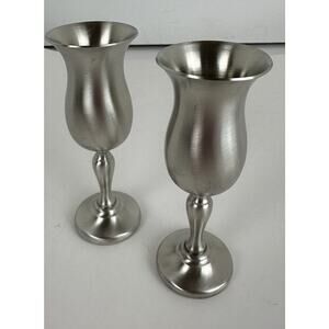 Pewter 2 Preisner Cordial Stem Tulip Satin Finish #2302 4.5" Lead Free New 1980s